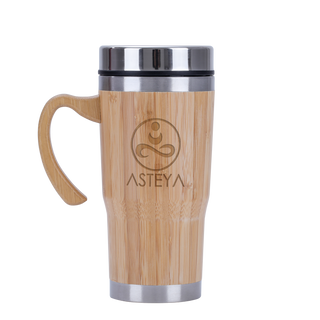 Cană de cafea sau ceai din oțel inoxidabil Asteya Bambus, cu funcție termos - 420 ml